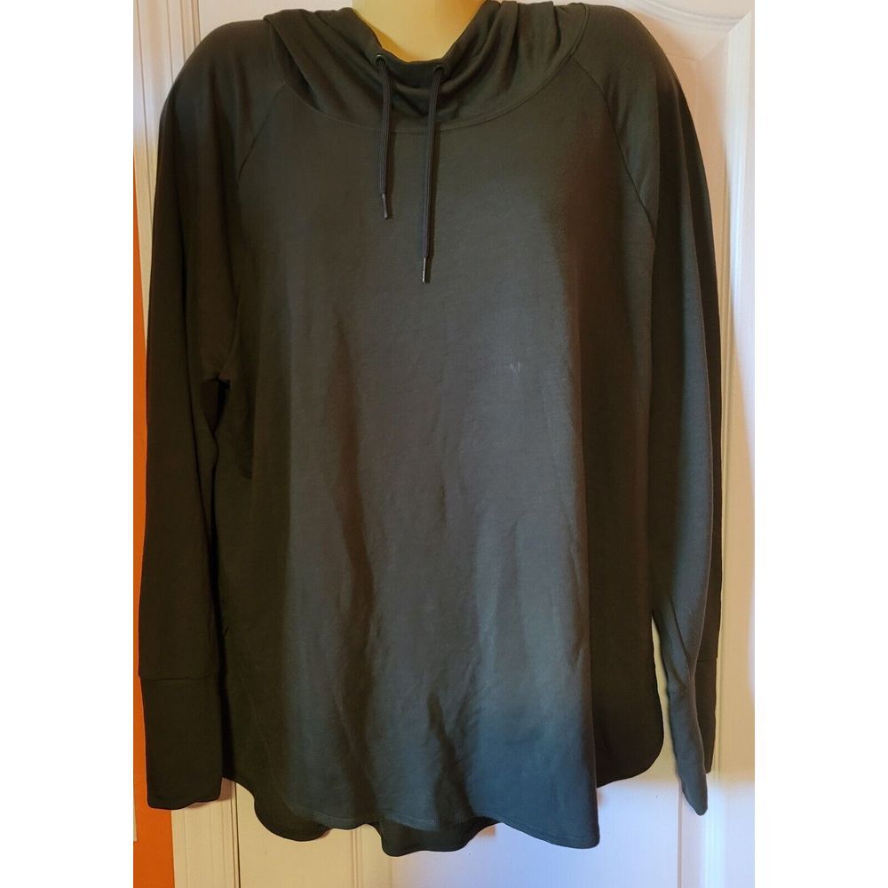 Women's Athletic Works Hooded Cowl Neck Pullover‎ L/S Shirt 3XL Olive Green